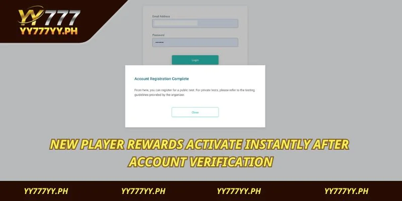 New player rewards activate instantly after account verification